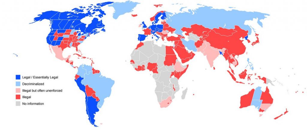 mapa mundial legalizacao da cannabis